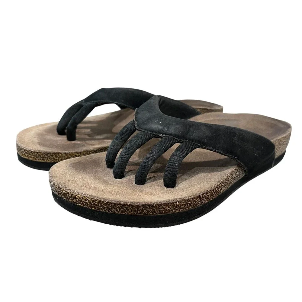Wellrox Women's Black Nubuck Five Toe Separator Sandals  Size 10  Comfort Casual